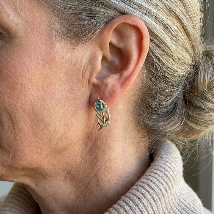 Wren | Bohemian Gold Design Turquoise Leaf Earrings