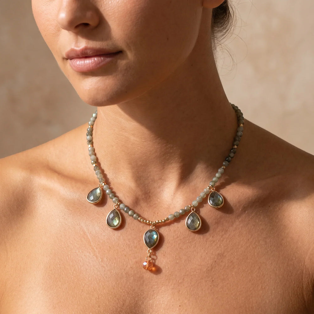 Coral | Labradorite Intuition Necklace