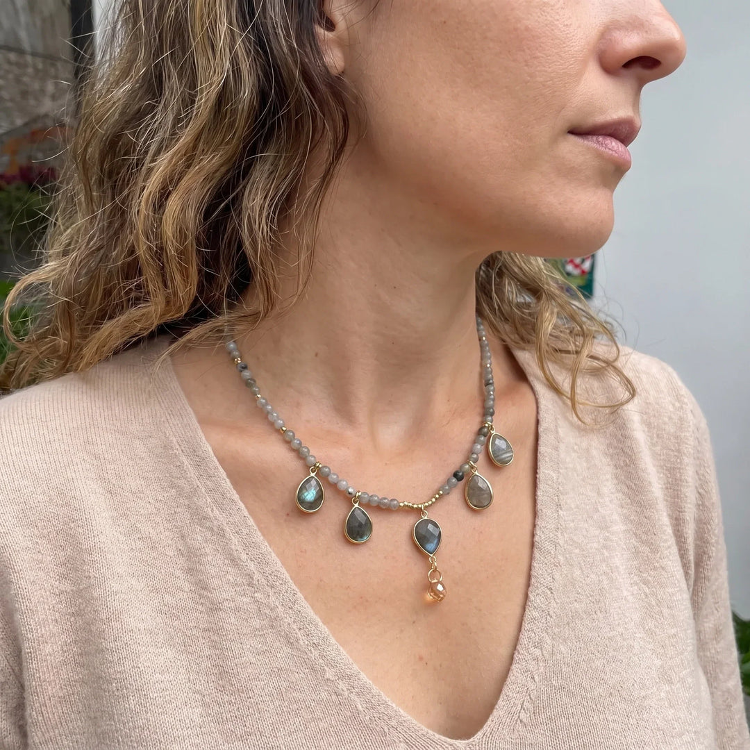 Coral | Labradorite Intuition Necklace