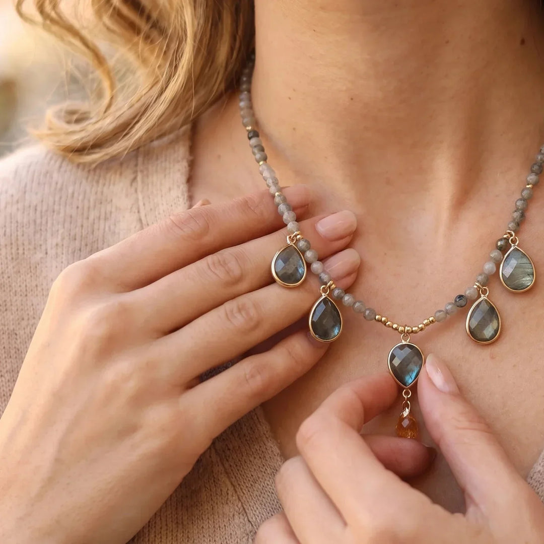Coral | Labradorite Intuition Necklace