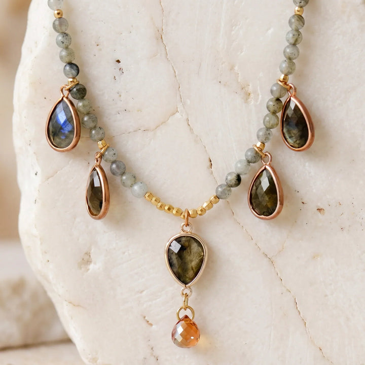 Coral | Labradorite Intuition Necklace