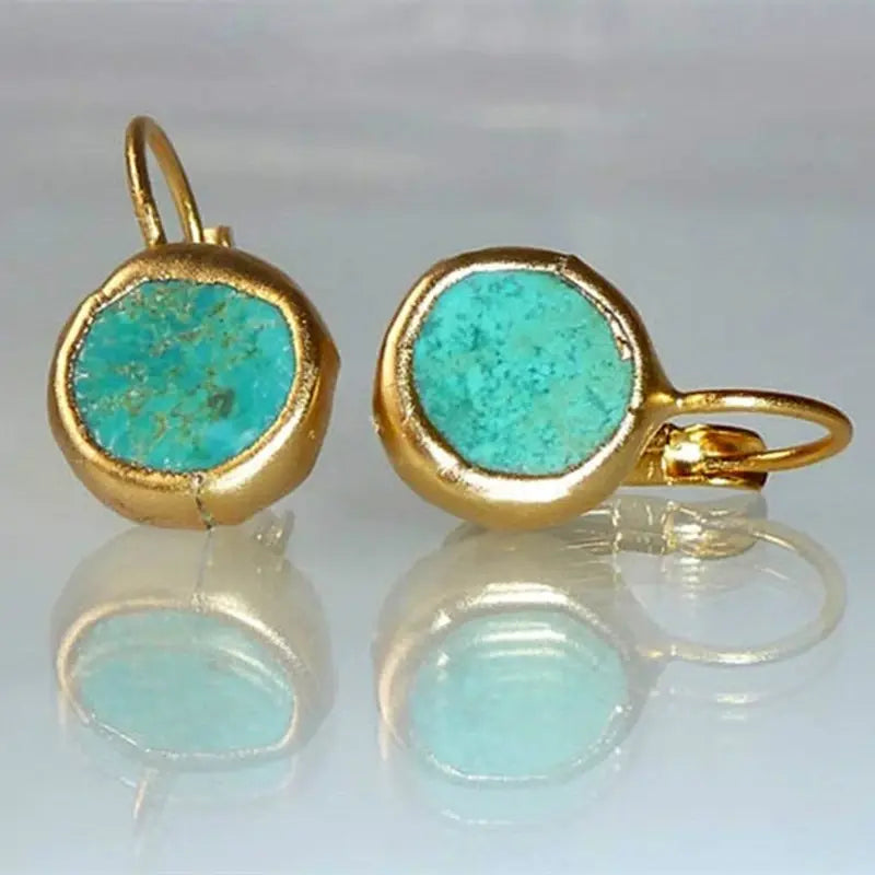 Tiffany | Gold Turquoise Stone Earrings