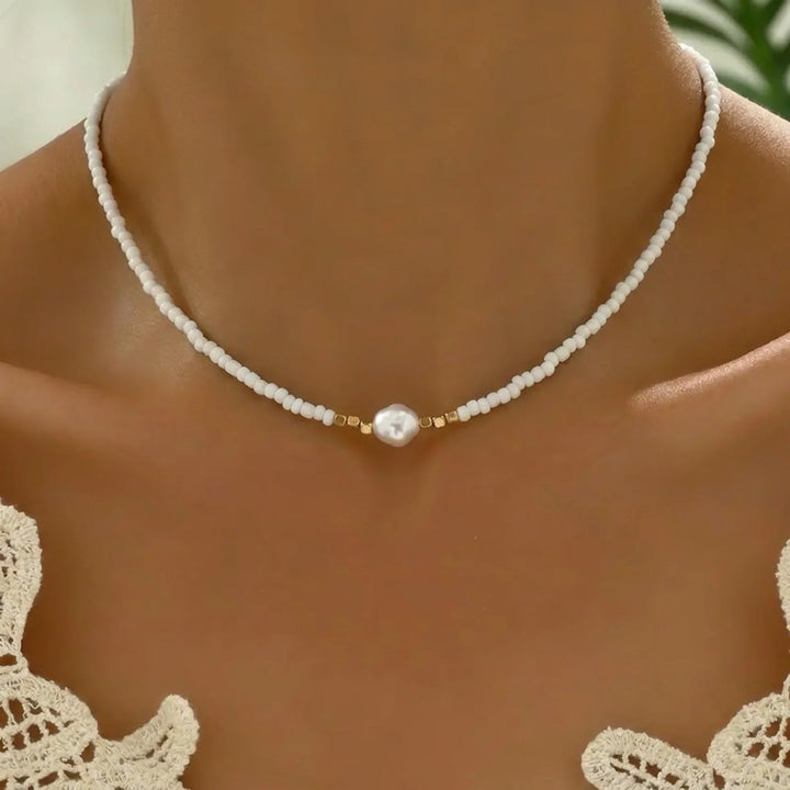 Guinevere | Minimalist Turquoise and Pearl Necklace