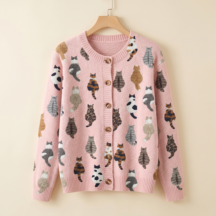 Bramley | Cat Print Knit Cardigan