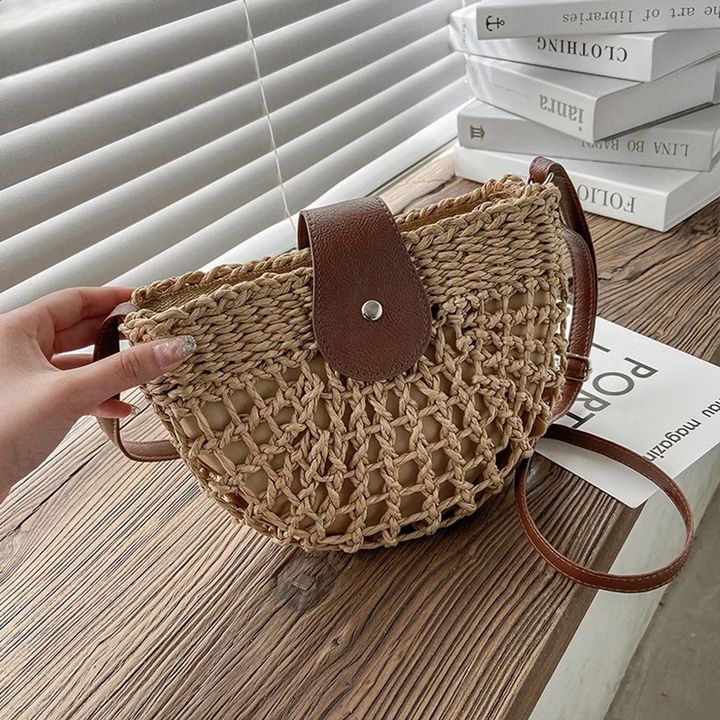 Winter | Straw bag with brown strap