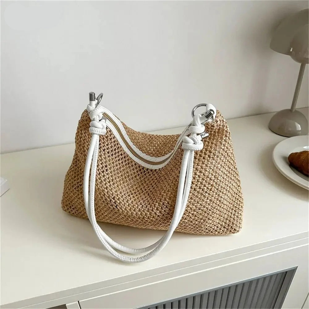 Coral | Straw Shoulder Bag