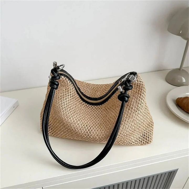Coral | Straw Shoulder Bag
