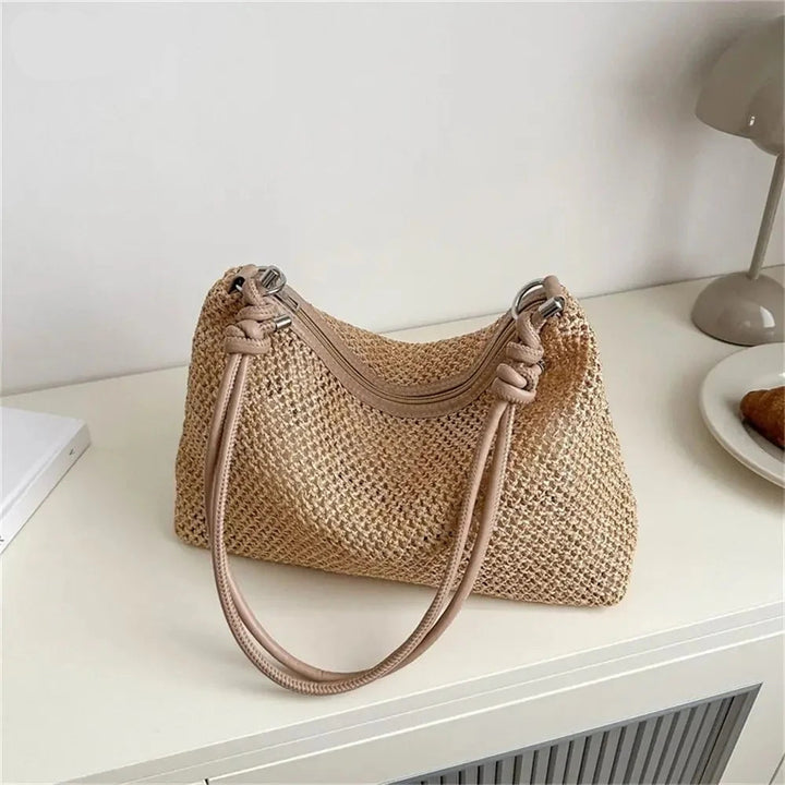 Coral | Straw Shoulder Bag