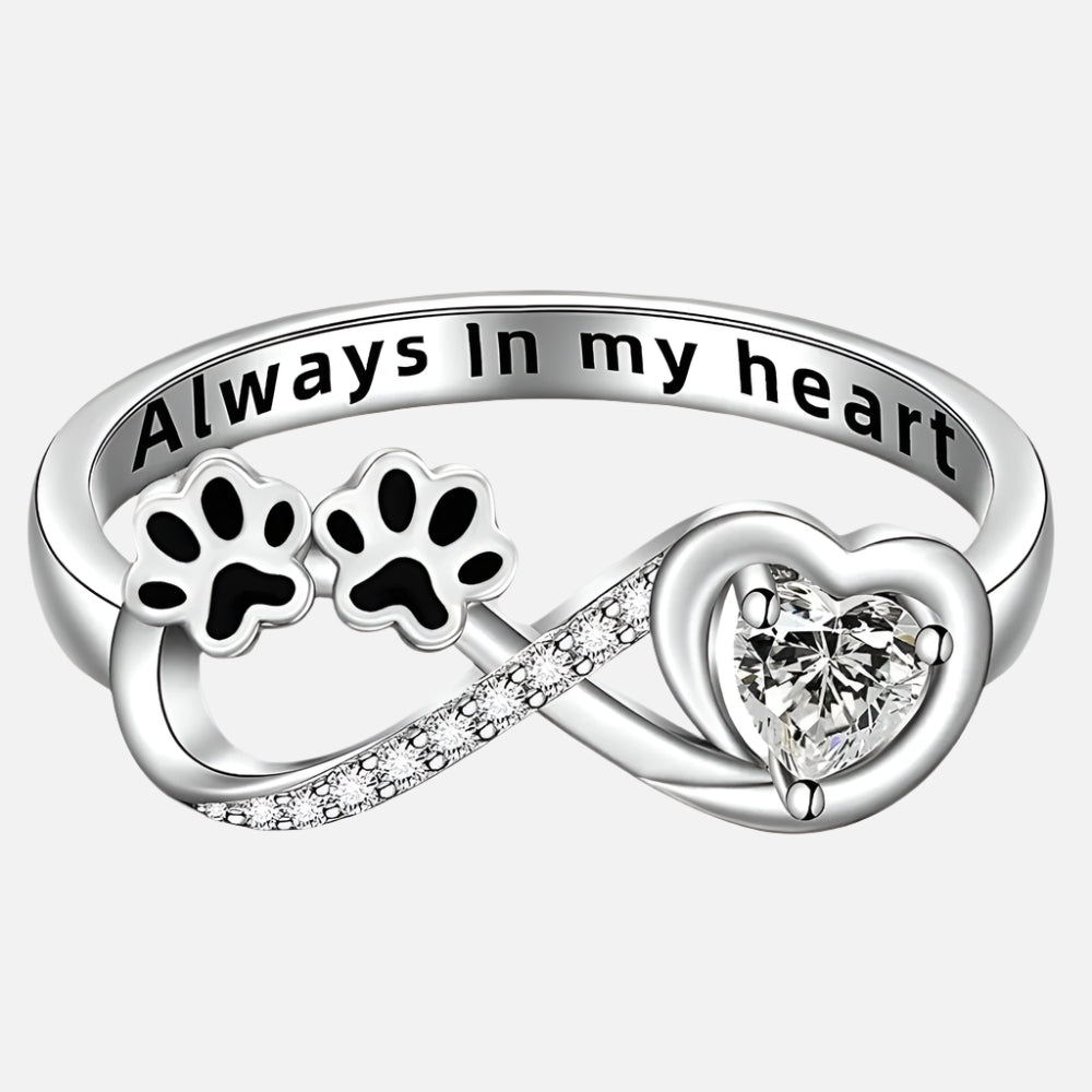 Elara™ | Heart Infinity Ring with Paw