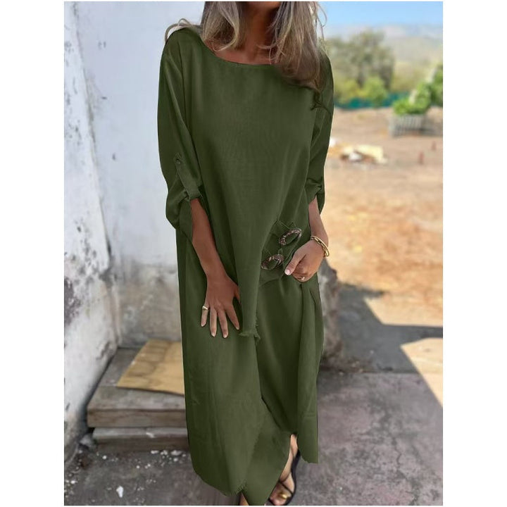Cotton Linen Dress Pants Two-Piece Set
