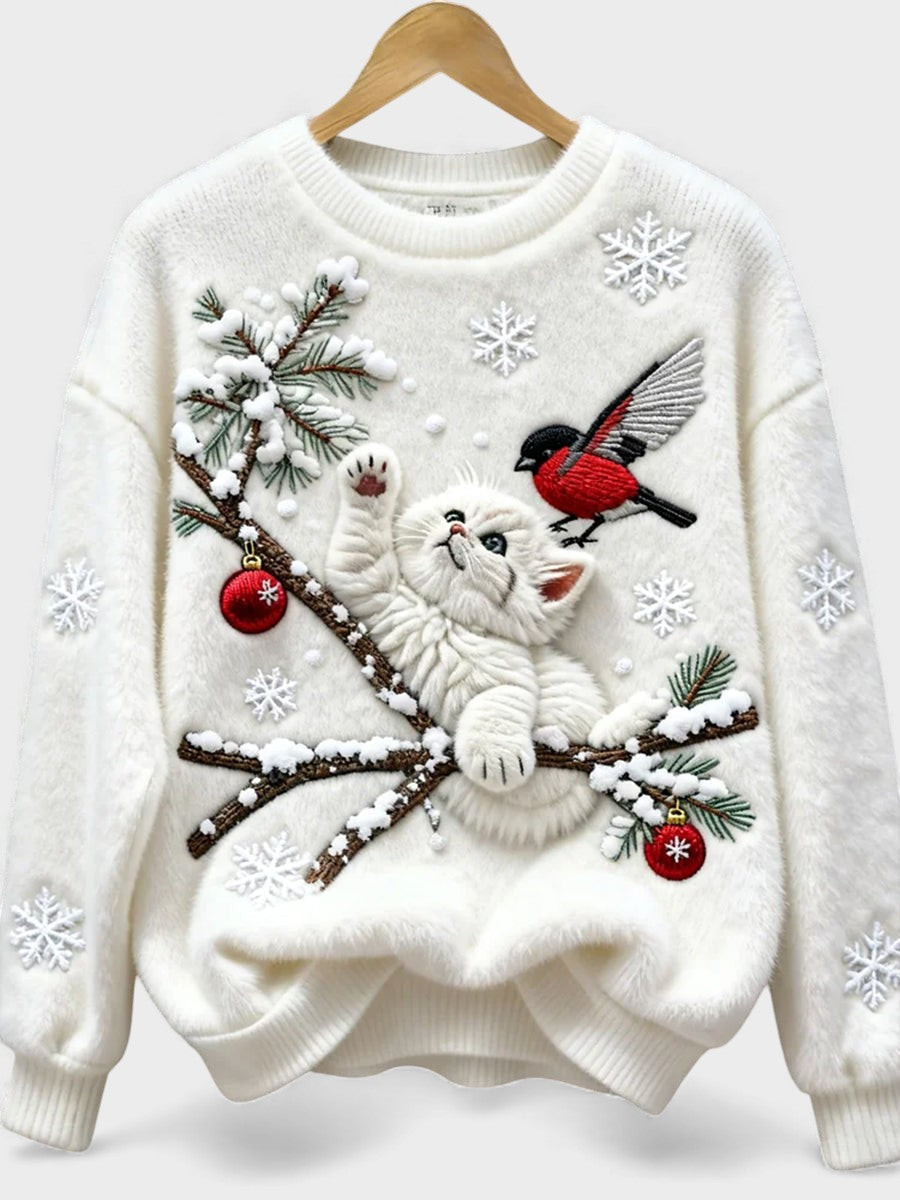 Natalia Cat Print Sweater