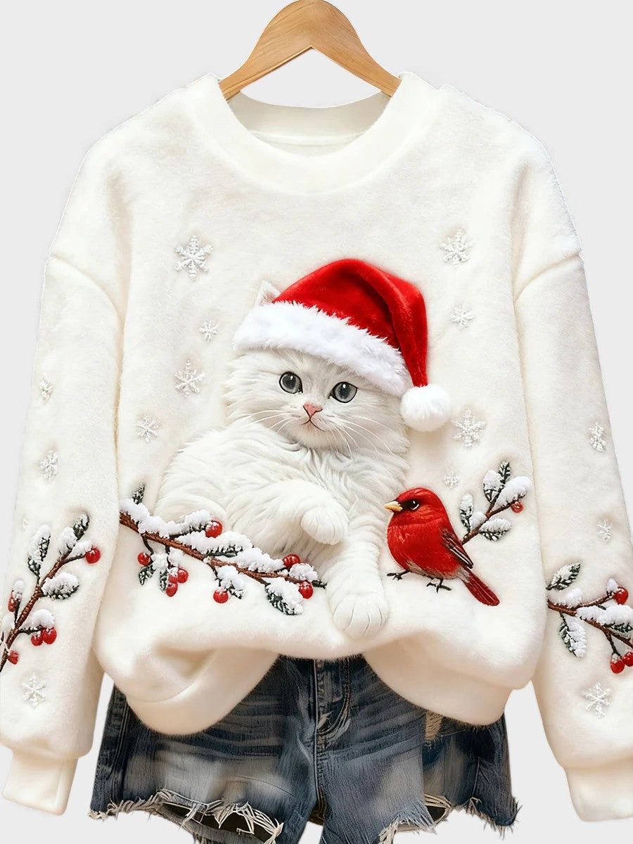 Natalia Cat Print Sweater