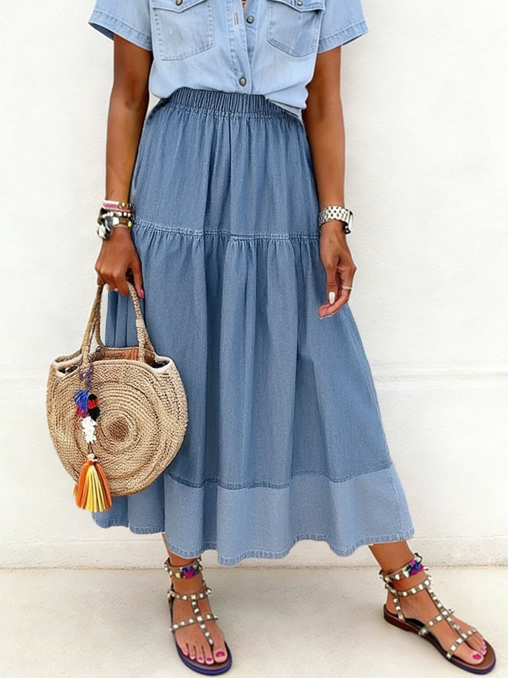 Sara | Elastic Waist Denim Skirt