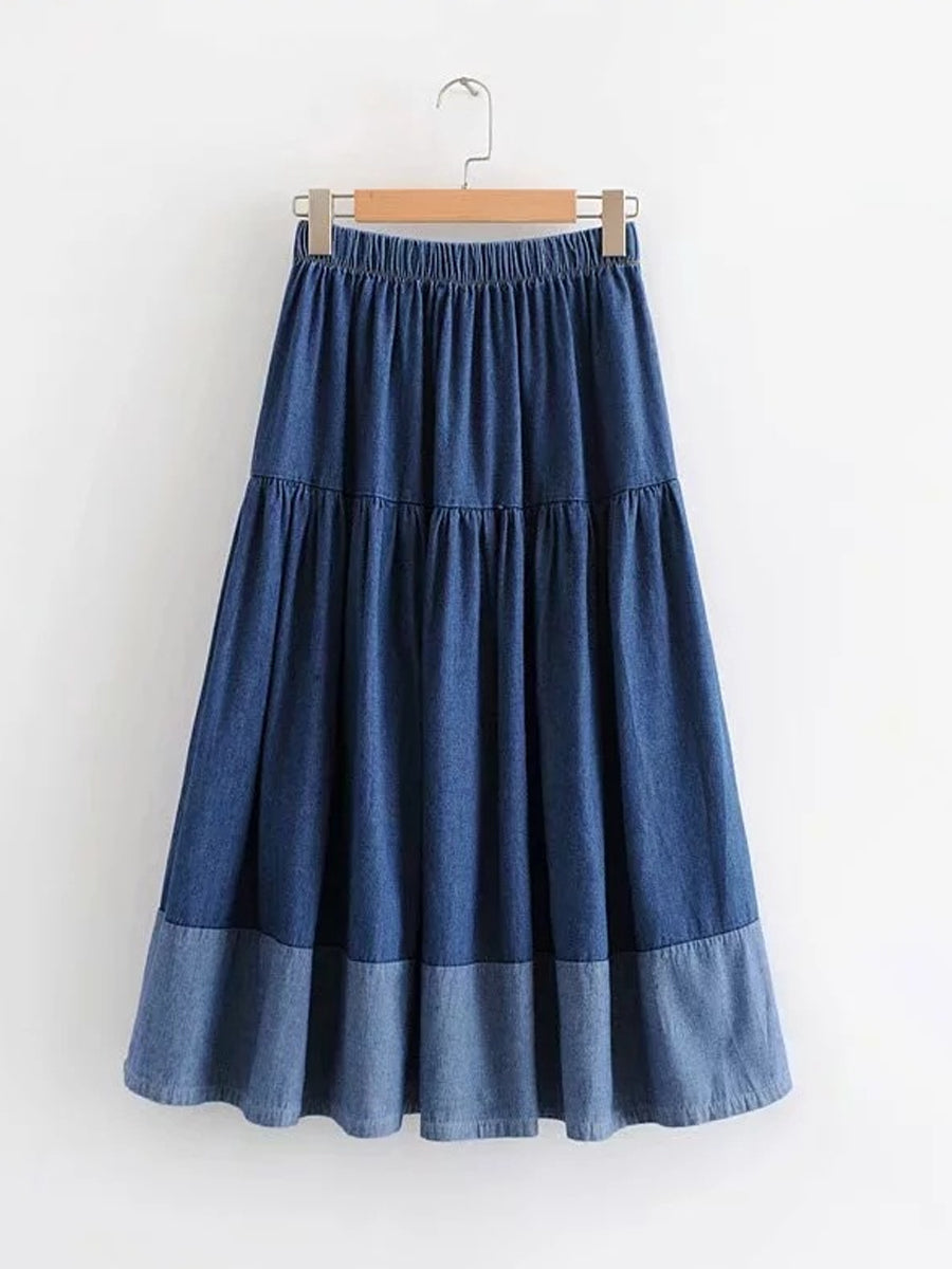 Sara | Elastic Waist Denim Skirt