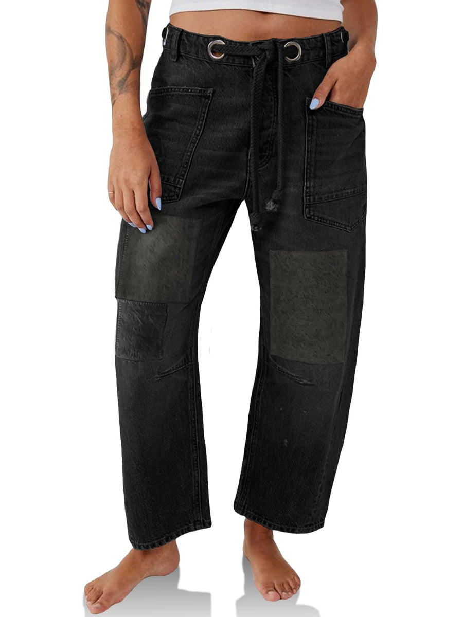 Margarita | Patchwork Drawstring Denim Jeans
